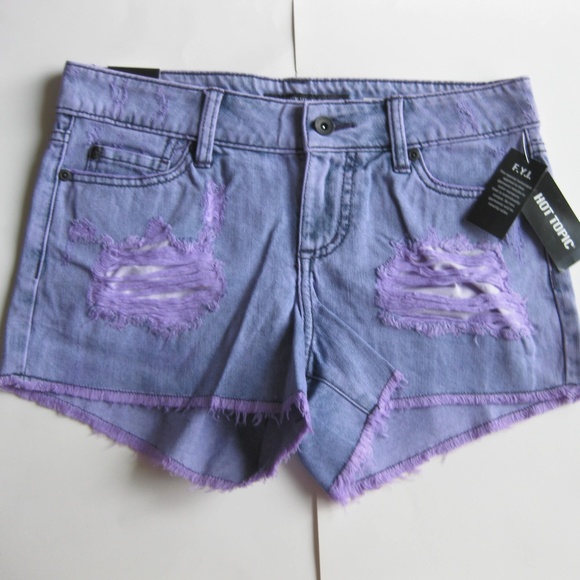 Blackheart Pants - Blackheart purple distressed raw hem jean shorts
